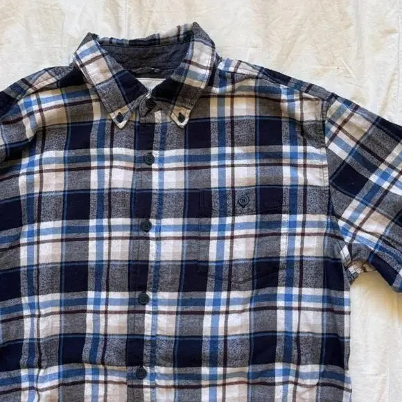 weatherproof vintage blue white plaid flannel shirt collared long sleeve cotton - Picture 6 of 8